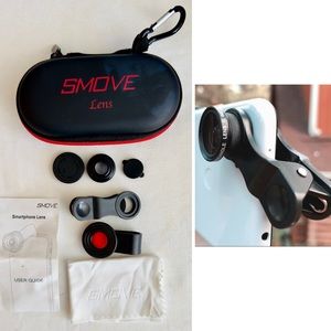 SMOVE MOBILE Wide Angle + Macro 2 in 1 Video + Phone Lens Kit w Case - NEW